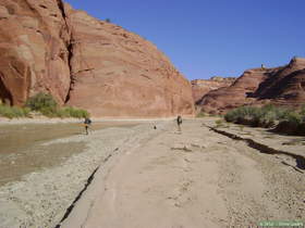 Brian and Chuck hiking up Paria Canyon.